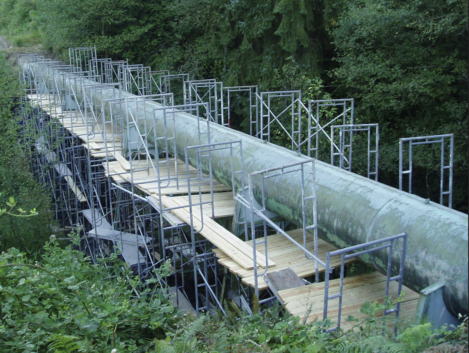 Pipe with scaffolding